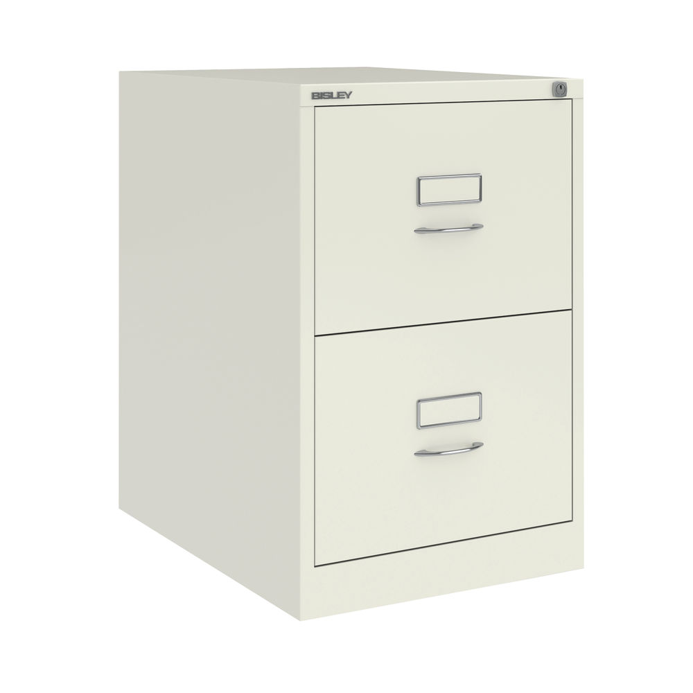 Bisley H710mm Chalk White 2-Drawer Steel Filing Cabinet Foolscap