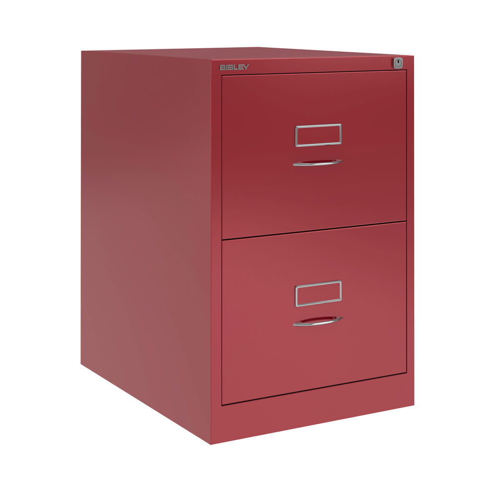 Bisley H710mm Cardinal Red 2-Drawer Steel Filing Cabinet Foolscap