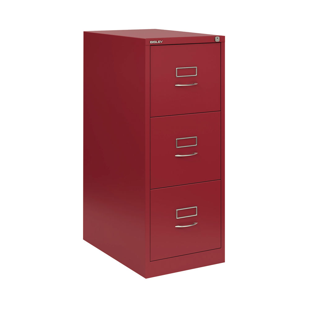 Bisley H1010mm Cardinal Red 3-Drawer Steel Filing Cabinet