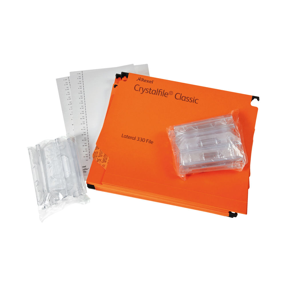 Rexel Crystalfile Classic 300 Orange Lateral File (Pack of 25)