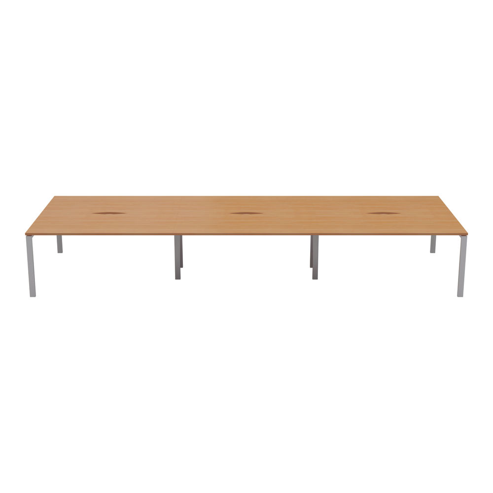 Jemini 1600x800mm Beech/White Six Person Bench Desk