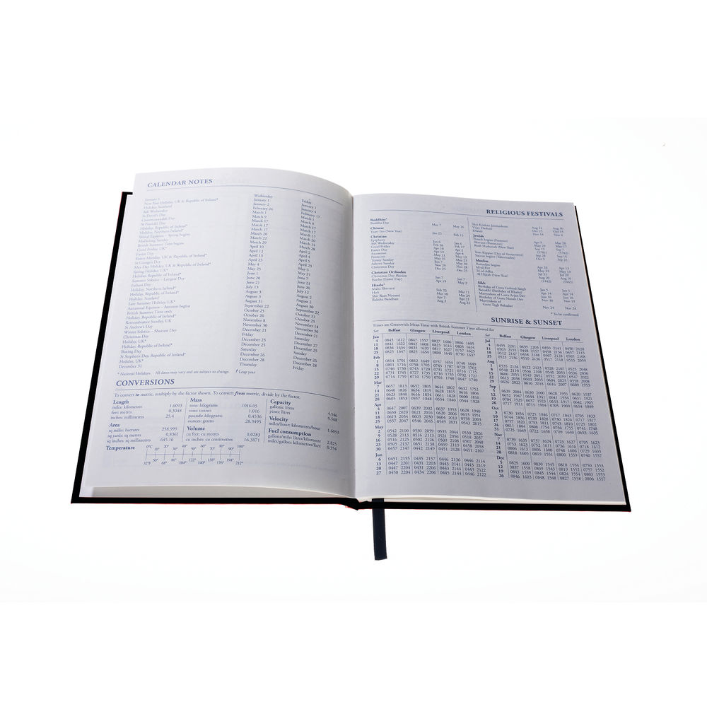 Collins A5 Black Week To View 2024 Desk Diary