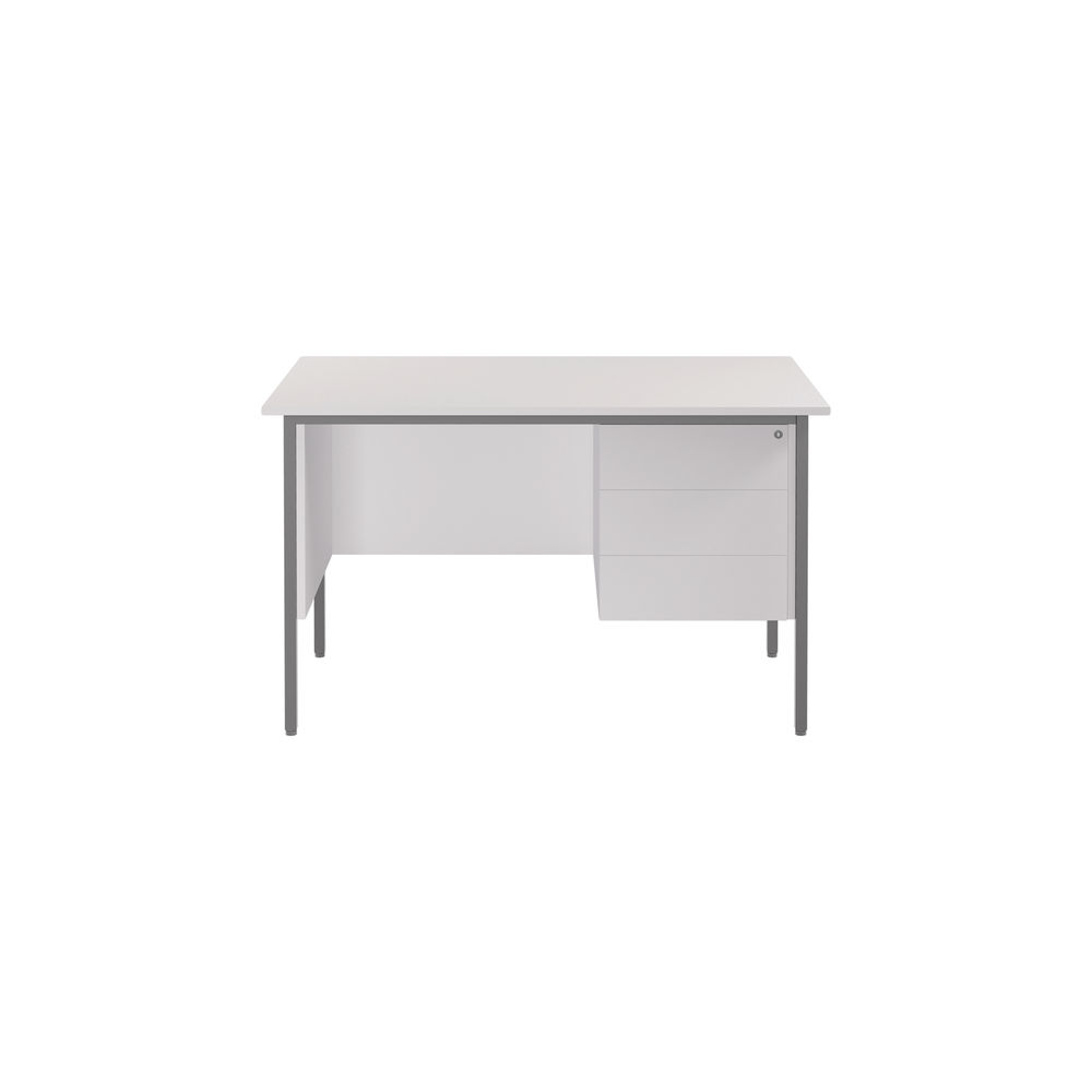 Serrion 1200x750mm White 3 Drawer 4 Leg Rectangular Desk