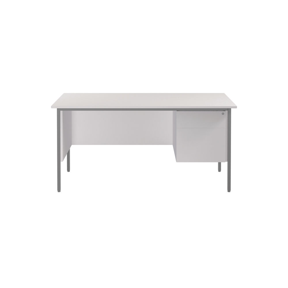 Serrion 1500x750mm White 2 Drawer 4 Leg Rectangular Desk