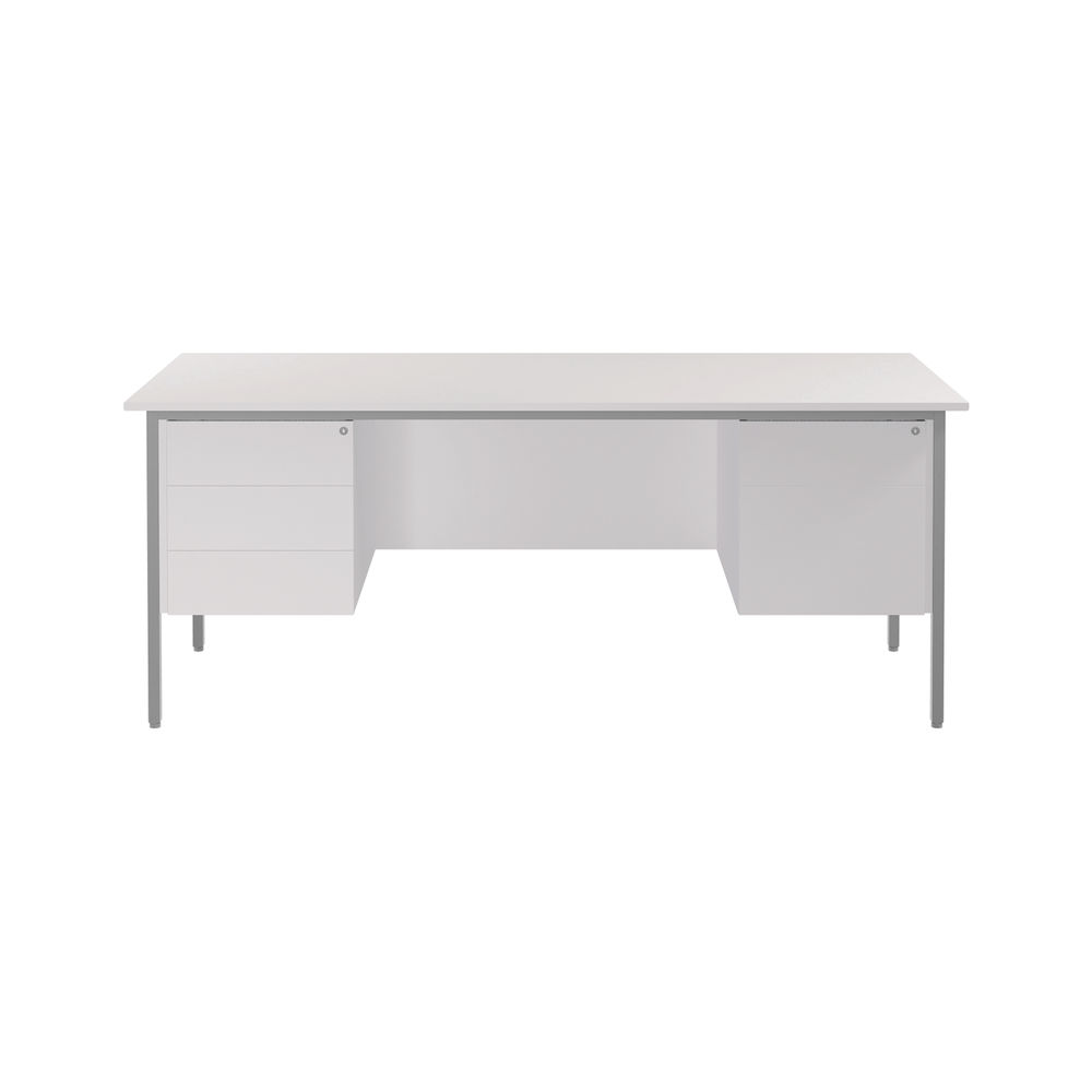 Serrion 1800x750mm White Double Pedestal 4 Leg Rectangular Desk