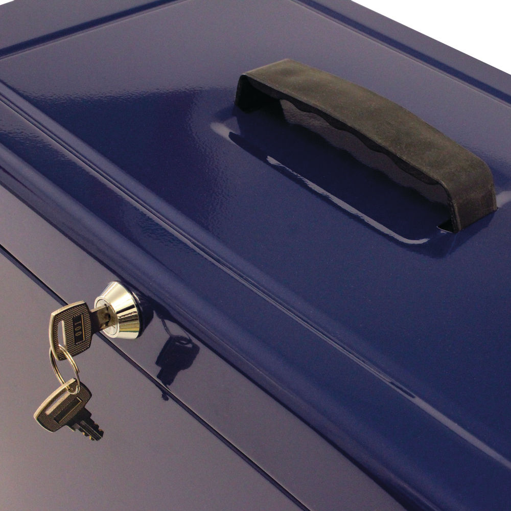 Cathedral Blue Foolscap Lockable Metal Box File