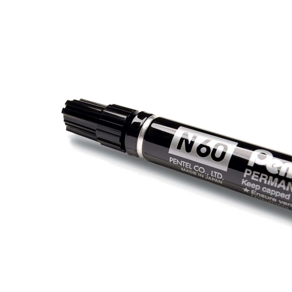 Pentel N60 Black Permanent Chisel Markers (Pack of 12)