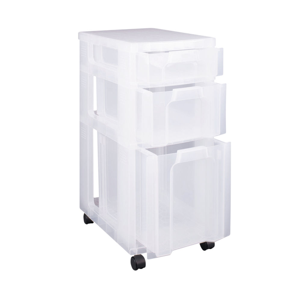 Really Useful Clear 3 Drawers Plastic Storage Tower