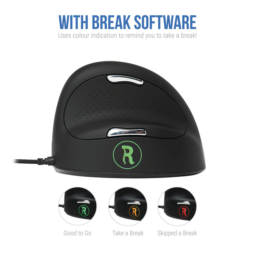 R-GO Black Large Right Handed Wired Ergonomic Mouse