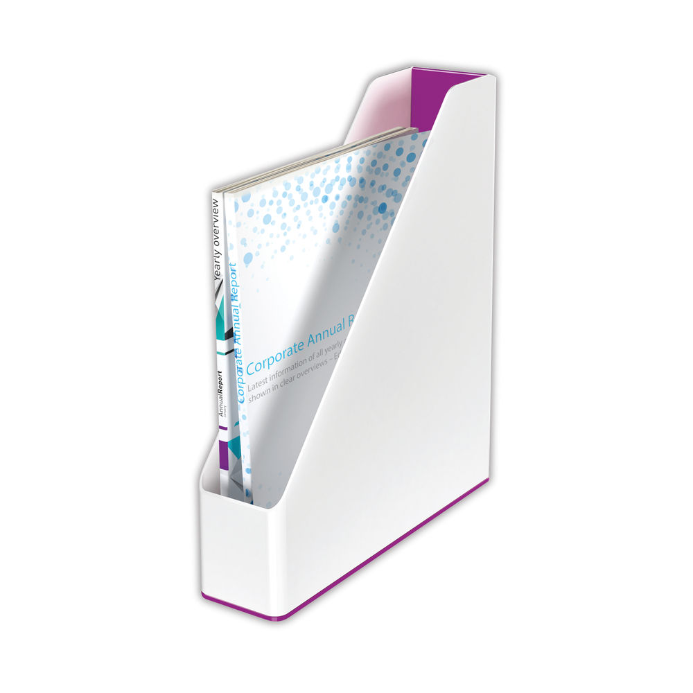 Leitz WOW White and Purple Dual Colour Magazine File