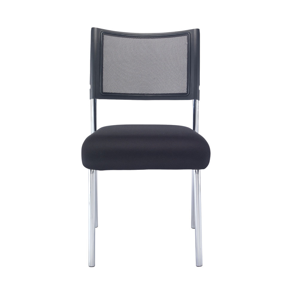 Jemini Jupiter Black/Chrome Mesh Back Conference Side Chair