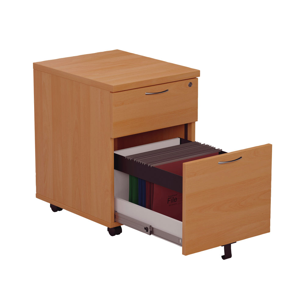 First H595mm Beech V2 2 Drawer Mobile Pedestal