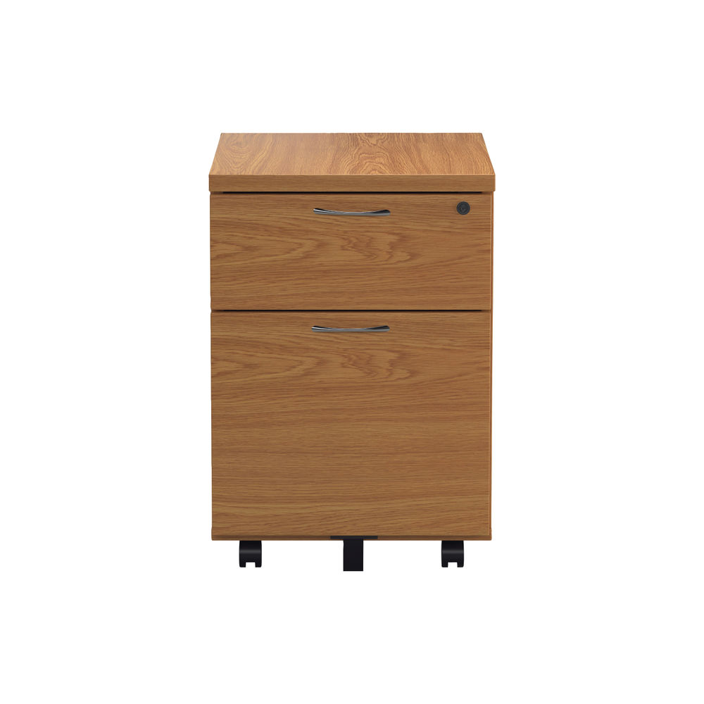 First H580mm Nova Oak 2 Drawer Mobile Pedestal