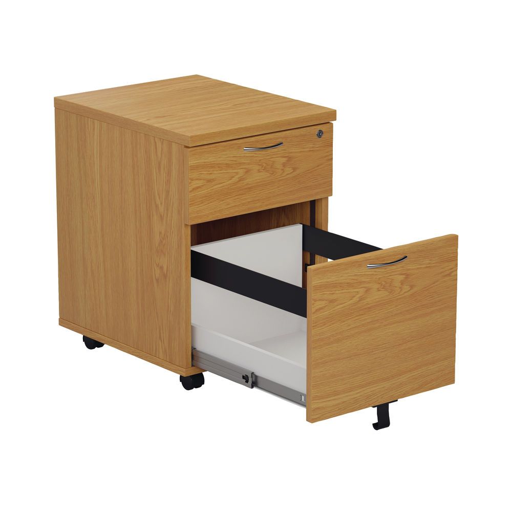 First H580mm Nova Oak 2 Drawer Mobile Pedestal