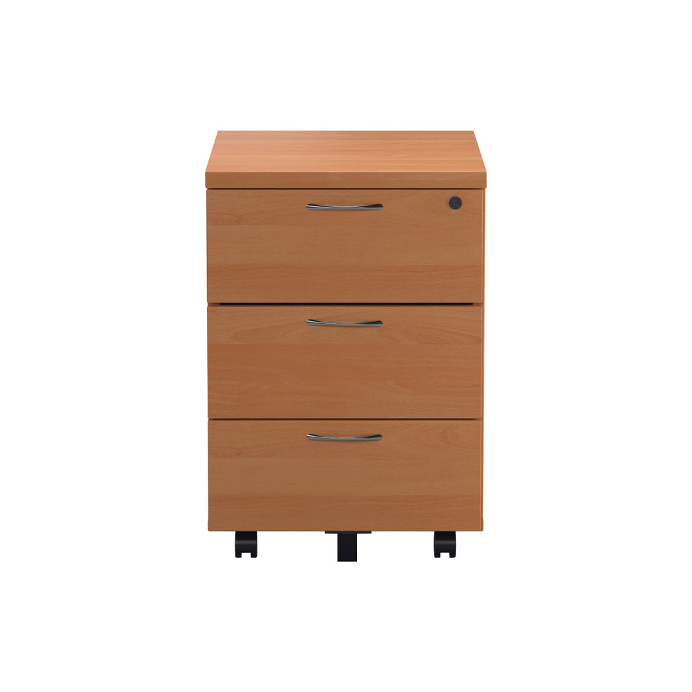 First H580mm Beech V2 3 Drawer Mobile Pedestal