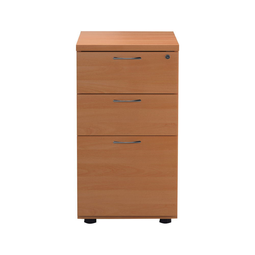 First H730mm Beech 3 Drawer Desk High Pedestal