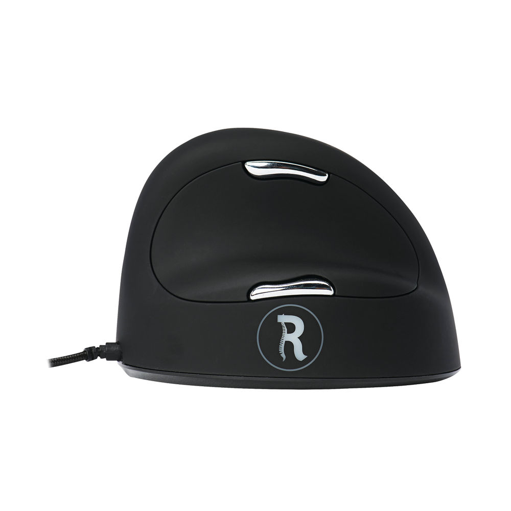 R-GO Black/Silver Large Right Handed Wired Ergonomic Mouse