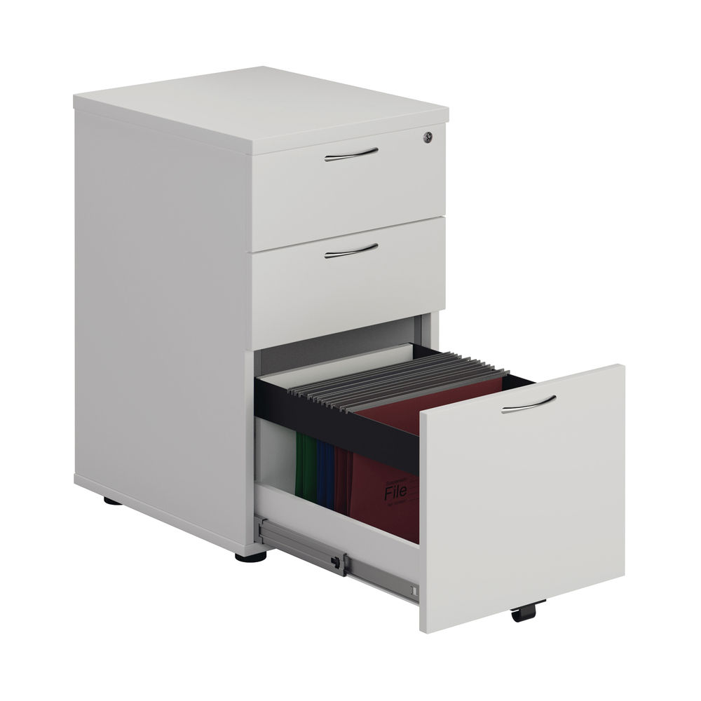 First H690mm Tall Under Desk Pedestal 3 Drawer in White