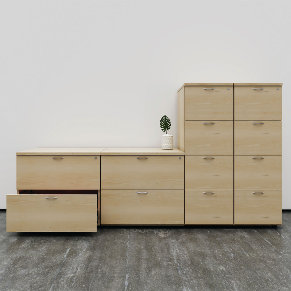 First H730mm Nova Oak 2 Drawer Filing Cabinet