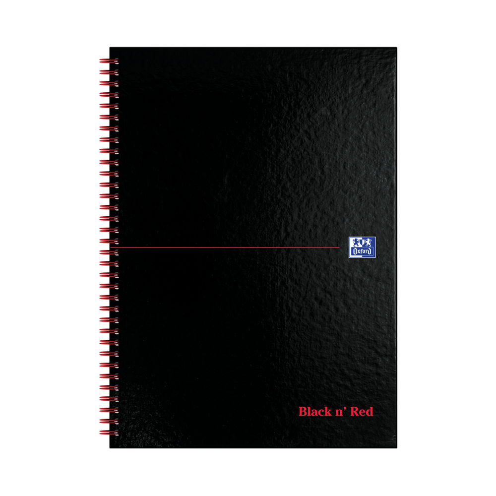 Black n' Red Ruled A4 Wirebound Hardback Notebook - (Pack of 5)