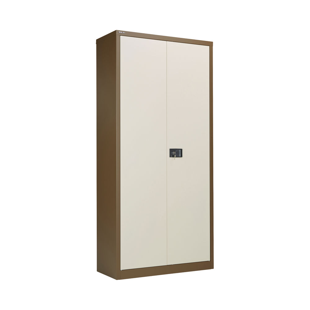 Jemini 2 Door Storage Cupboard Metal 950x420x1960mm Coffee/Cream KF08502