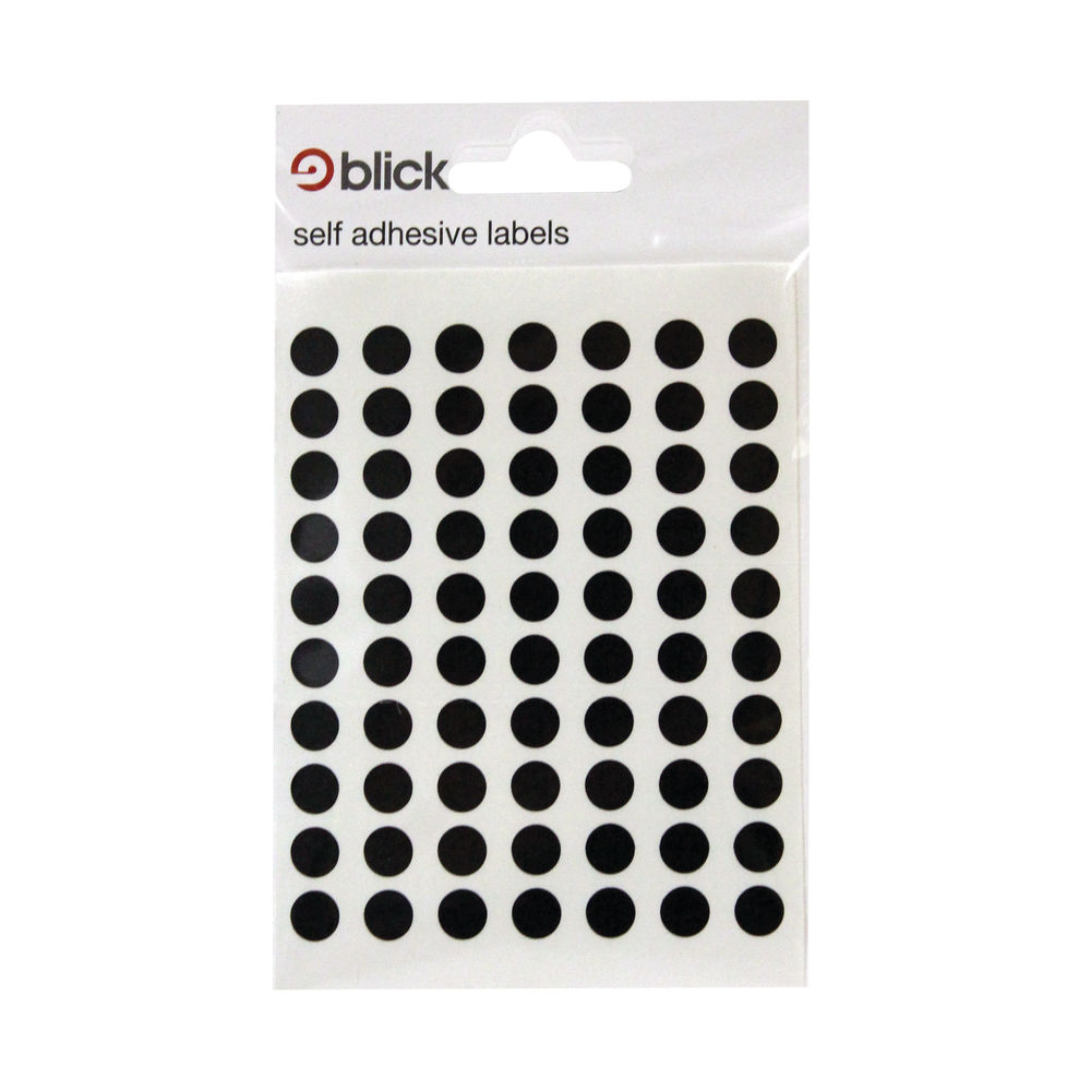 Blick Coloured Labels in Bags Round 8mm Dia 490 Per Bag Black (Pack of 9800) RS001751