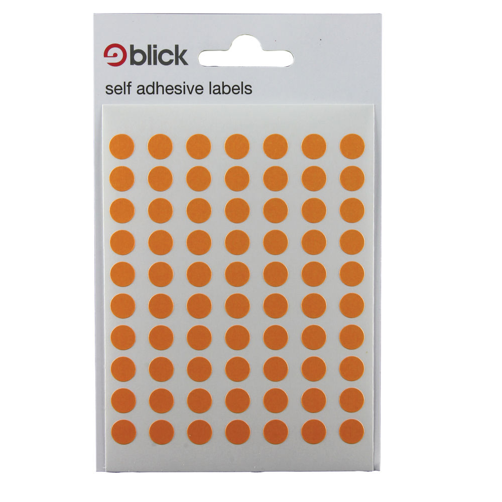 Blick Orange 8mm Round Labels (Pack of 9800) - RS002857