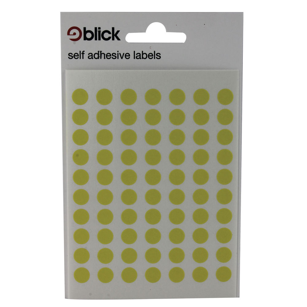 Blick Yellow 8mm Round Labels (Pack of 9800) - RS00345