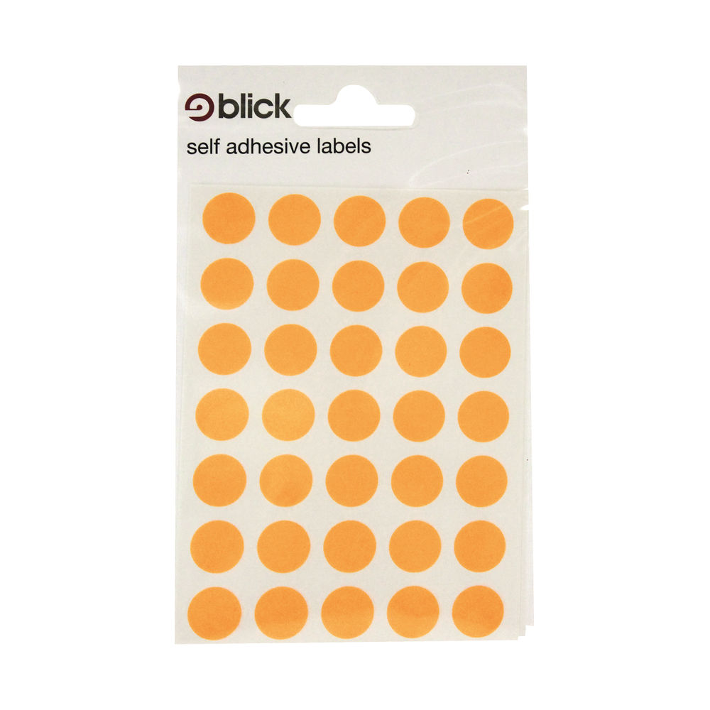 Blick Flourescent Labels in Bags Round 13mm Dia 140 Per Bag Orange (Pack of 2800) RS004356