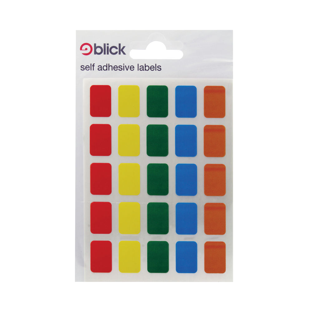 Blick Coloured Labels in Bags 12x18mm 120 Per Bag Assorted (Pack of 2400) RS006251