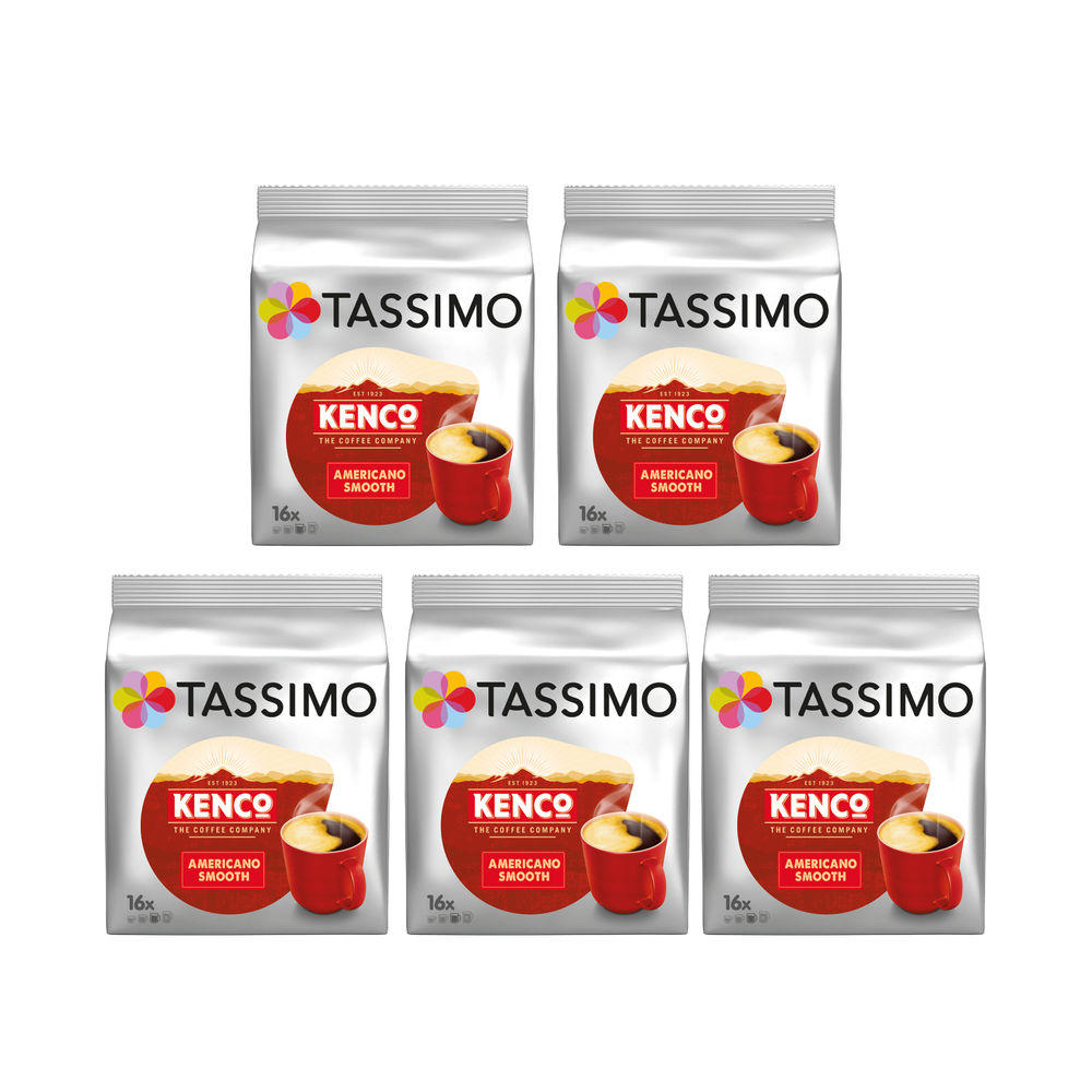 Tassimo Kenco Americano Smooth Coffee 128g 16 Pods x5 Packs (Pack of 80) 4031526