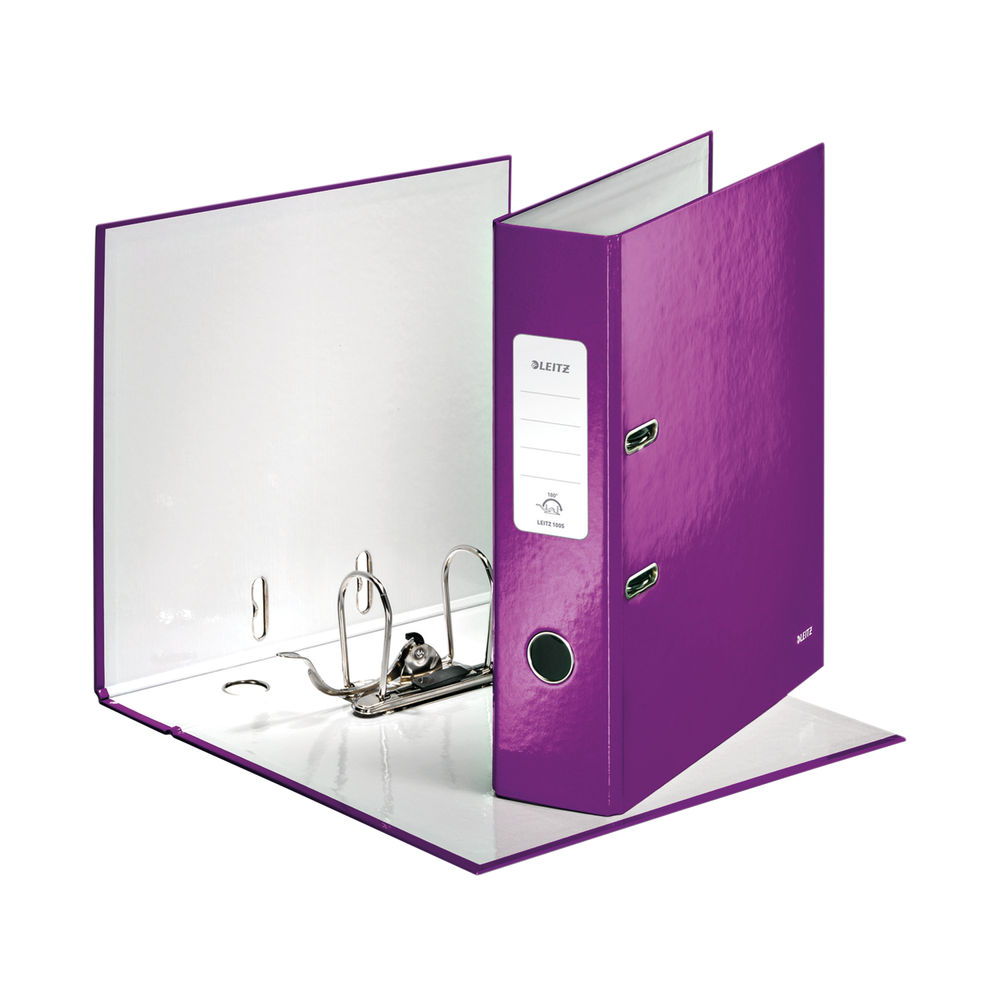 Leitz 180 WOW A4 Purple Lever Arch File (Pack of 10)