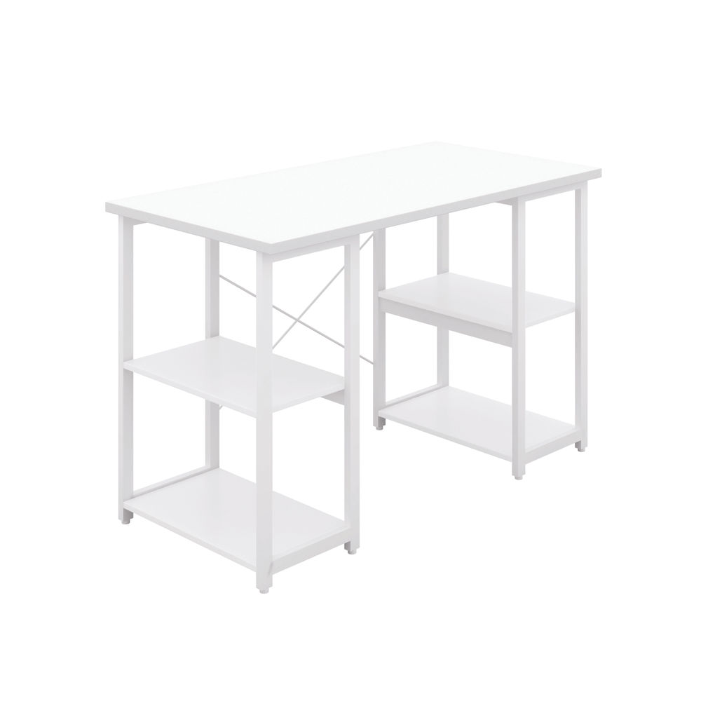 Jemini 1200x600mm Soho White/White Straight Shelves Desk