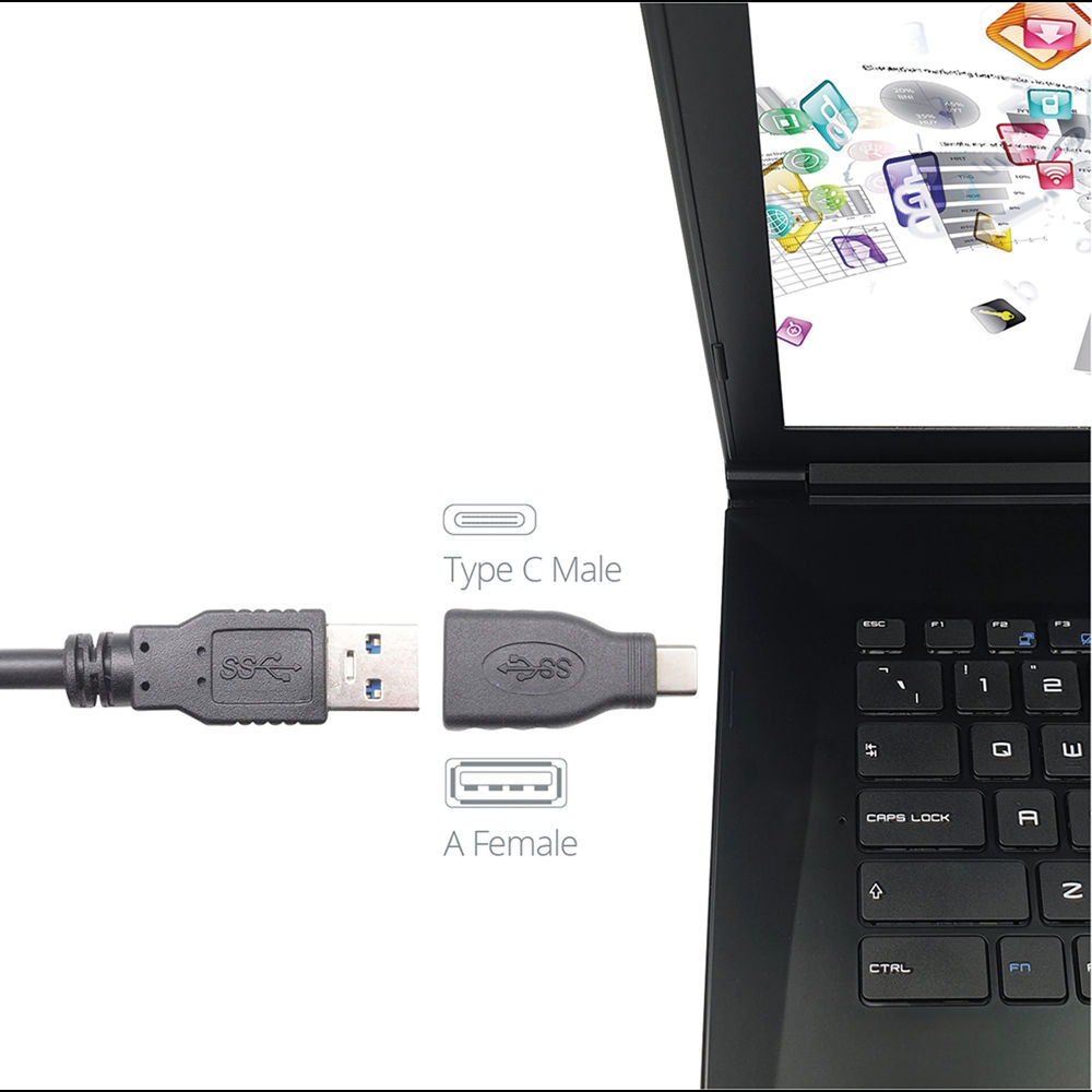 Connekt Gear USB 3 Adapter Type C Male to A Female + OTG Black