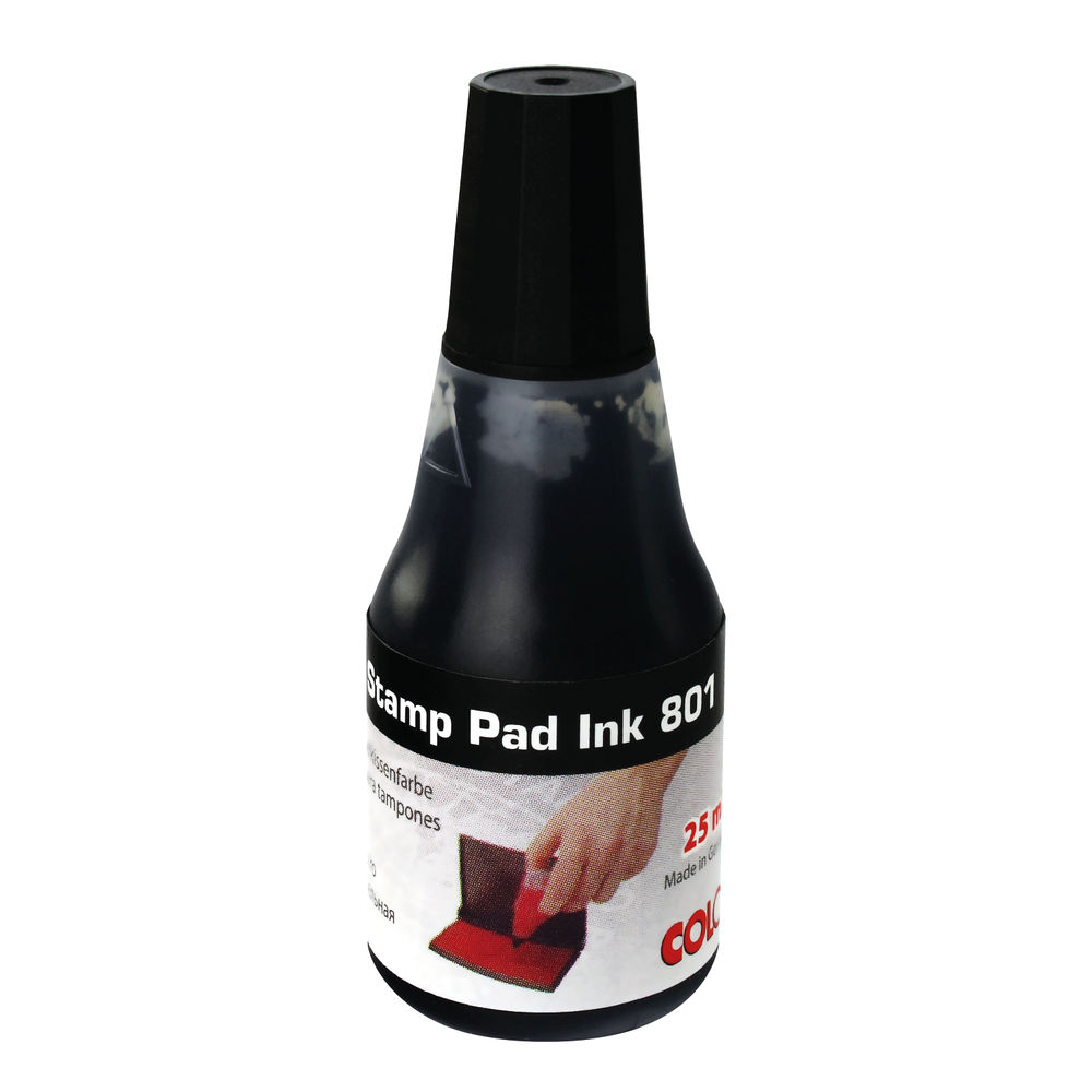 COLOP 801 Black Ink Stamp Pad 25ml bottle - EM37639