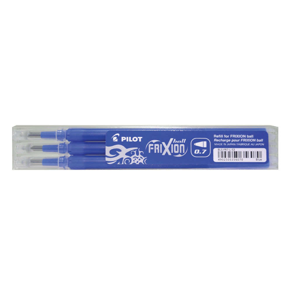 Pilot FriXion Ball Gel Pen Refill - 0.7 mm - Blue - Pack of 3