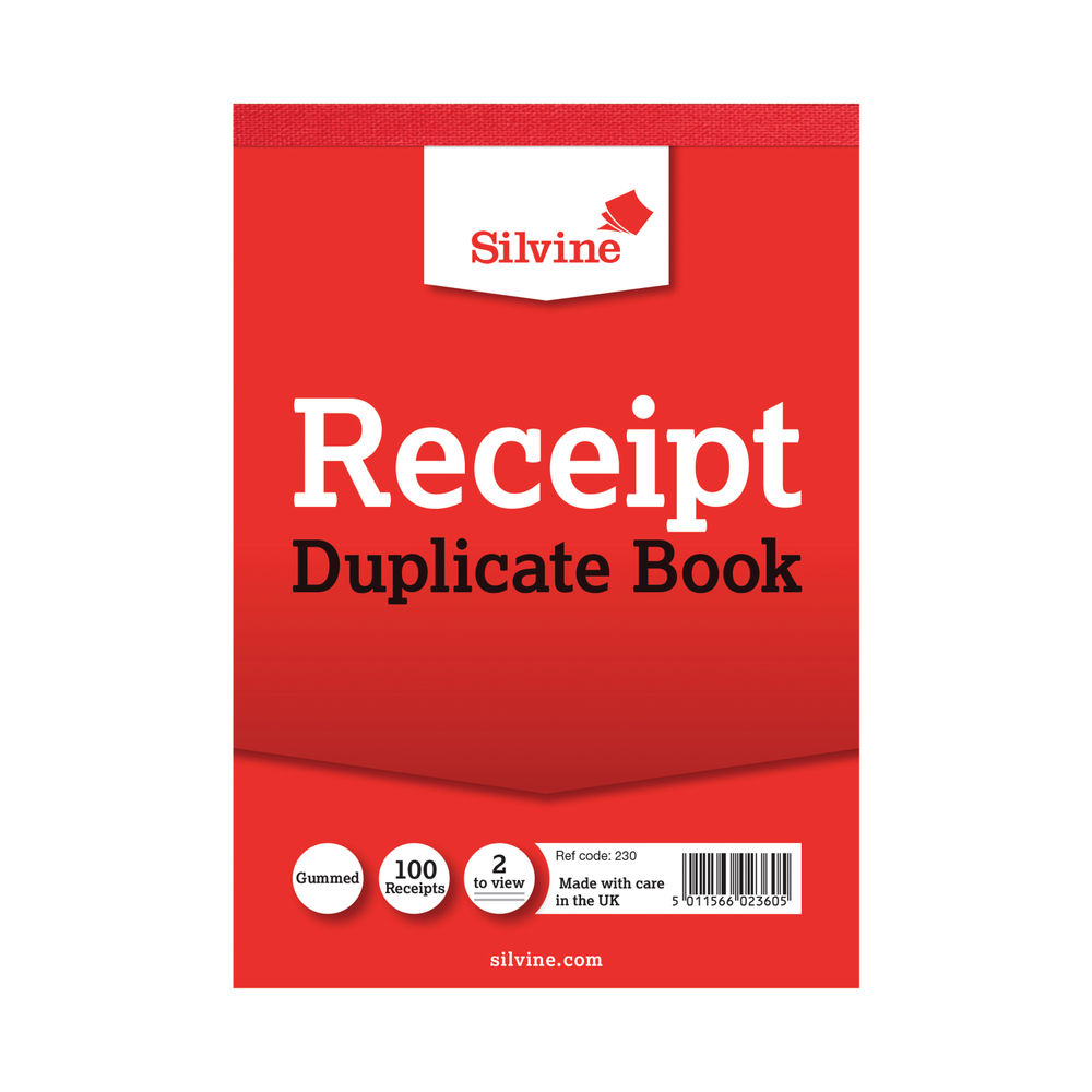 Silvine Carbon Receipt Duplicate Book, 100 Pages (Pack of 12) - 230