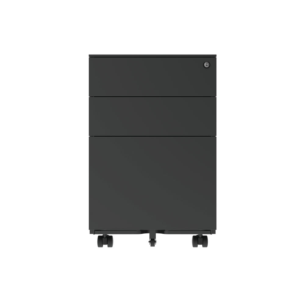 Astin 3 Drawer Mobile Under Desk Steel Pedestal 480x580x610mm Black