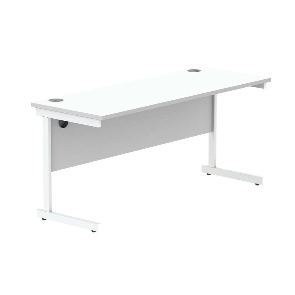Astin Rectangular Single Upright Cantilever Desk 1600x600x730mm Arctic White/Arctic White KF803597