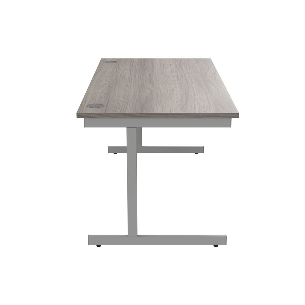 Astin Rectangular Single Upright Cantilever Desk 1600x800x730mm Grey Oak/Silver