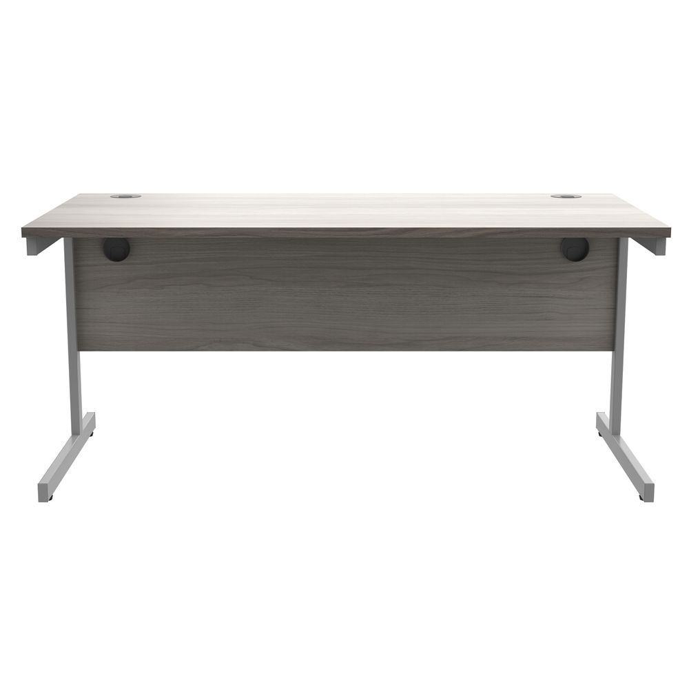 Astin Rectangular Single Upright Cantilever Desk 1600x800x730mm Grey Oak/Silver