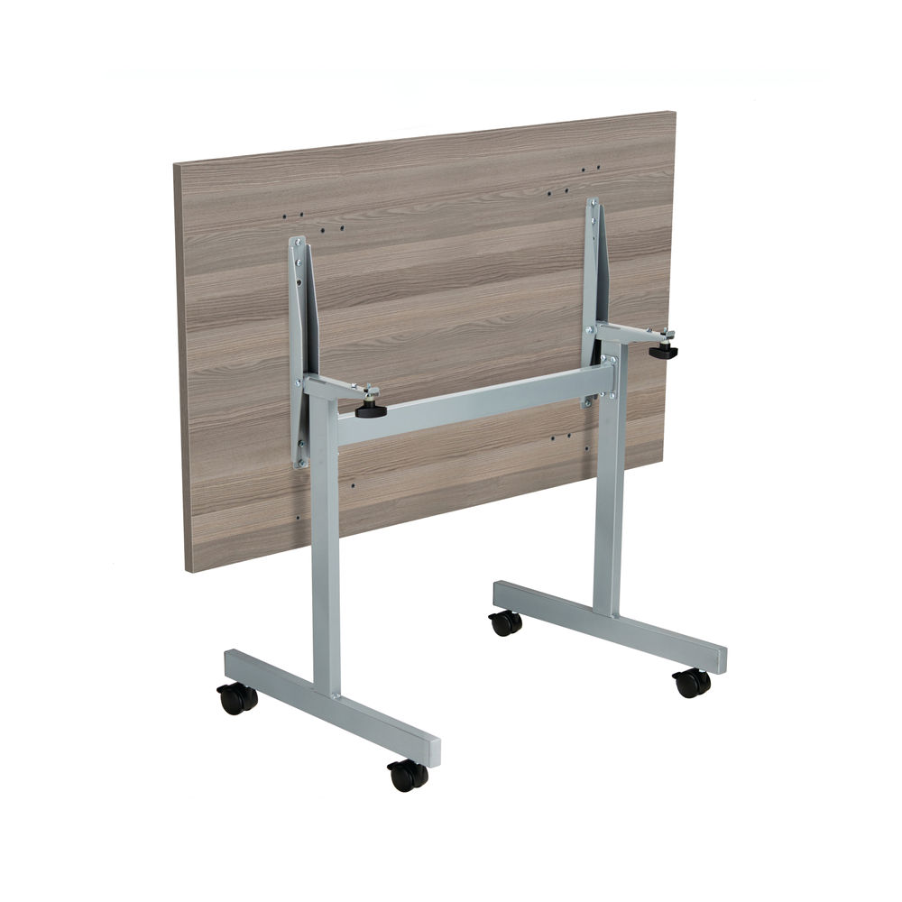 Jemini Rectangular Tilting Table 1200x700x730mm Grey Oak/Silver