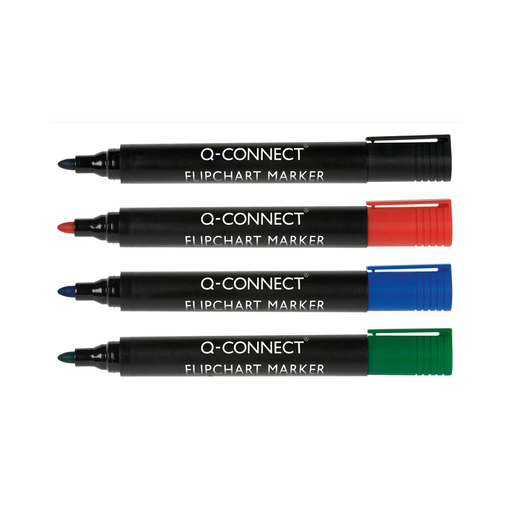 Q-Connect Flipchart Marker Pen Bullet Tip Assorted (Pack of 4)