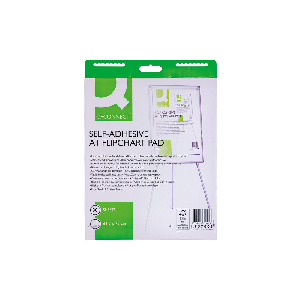 Q-Connect Self-Adhesive Flipchart Pad A1 30 Sheet (Pack of 2) KF37003