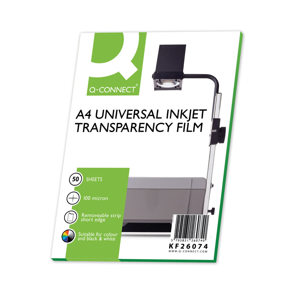 Q-Connect Inkjet Over Head Projector Film (Pack of 50) KF26074