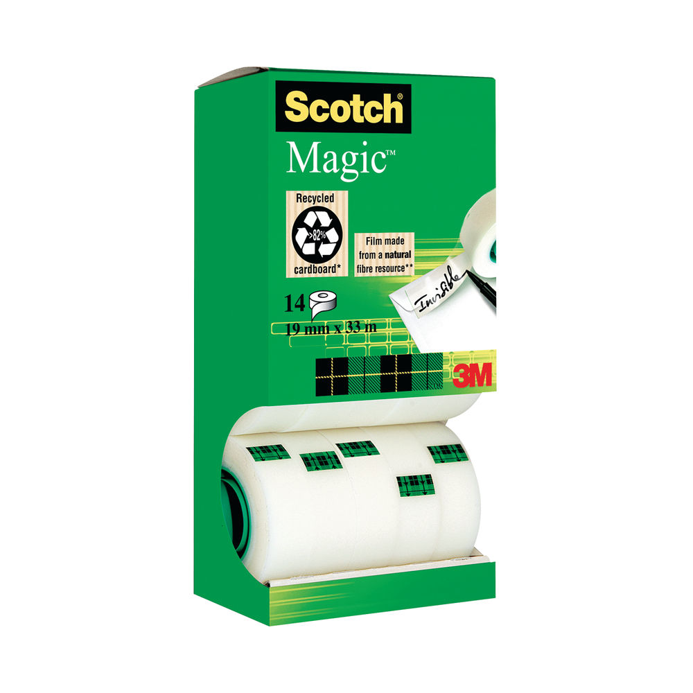 Scotch Tape - 19mm x 33m Magic Tape, Pack of 12 + 2 Free - 81933R14