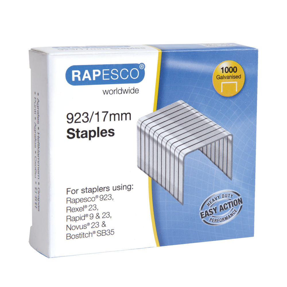 Rapesco 923/17mm Staples Galvanised Finish (Pack of 1000) 1240