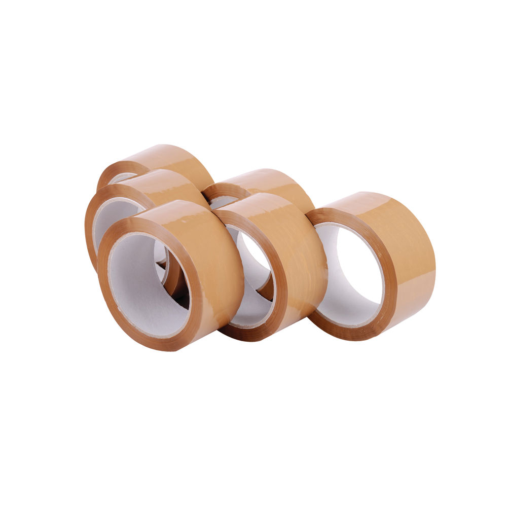 Brown 48mm x 66m Polypropylene Packaging Tapes, Pack of 6 - 7671