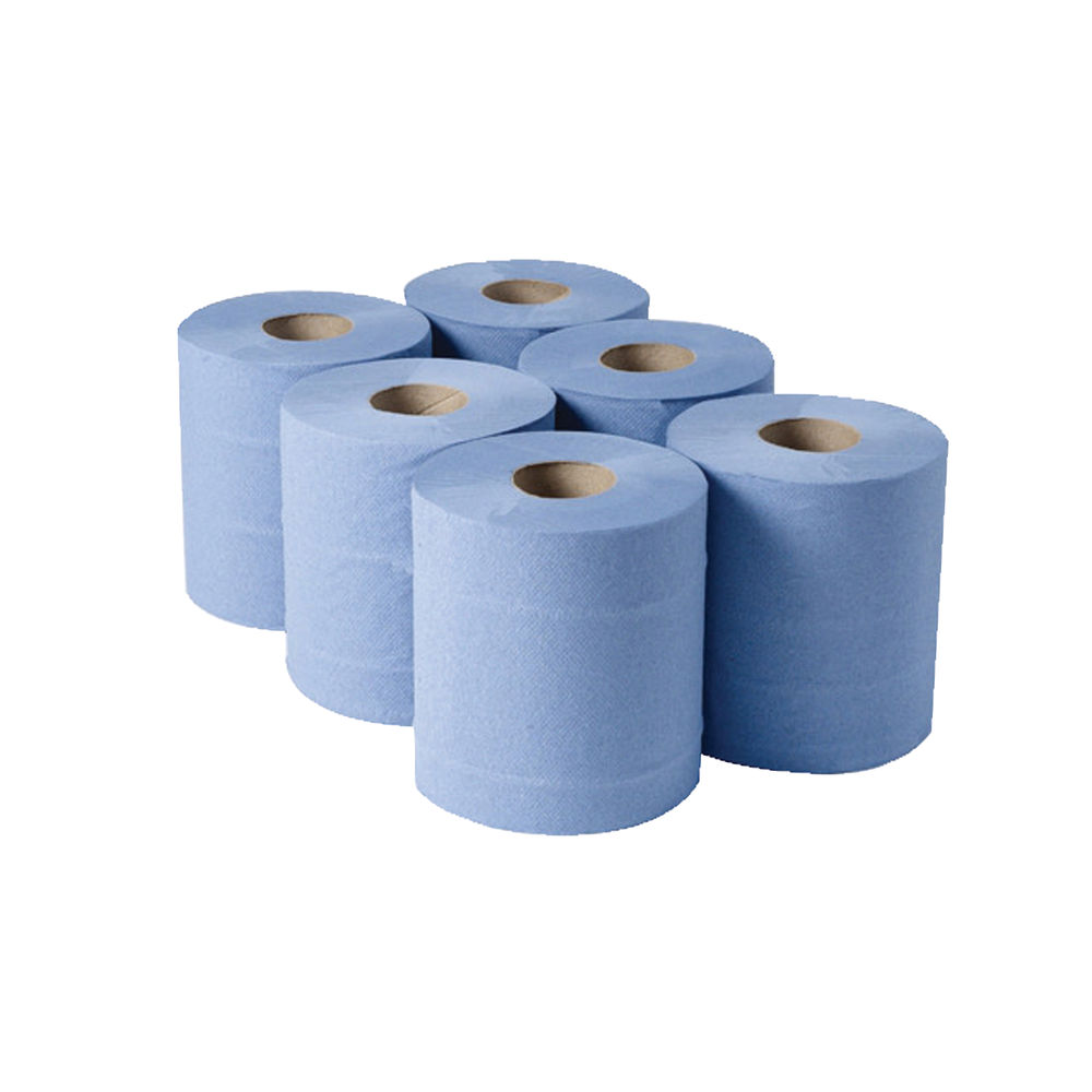 1-Ply Blue Centrefeed Rolls 300mx175mm (Pack of 6)