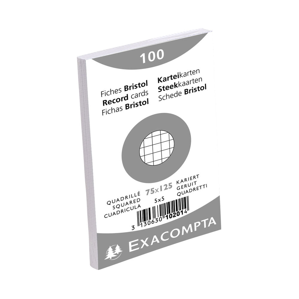 Exacompta Record Cards 75x125mm Square White x20 (Pack of 2000)